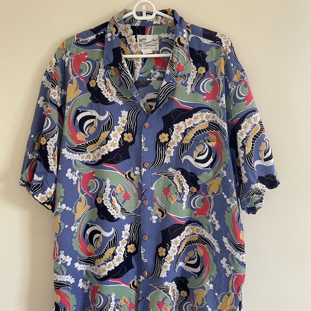 DIAMOND HEAD | 1990s vintage fish print Hawaiian shirt